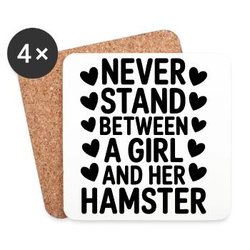 Dictons de hamster Cadeau drôle de hamster - Dessous de verre (lot de 4) - blanc - Devant