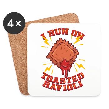 Je fonctionne sur des raviolis grillés - Dessous de verre (lot de 4) - blanc - Devant