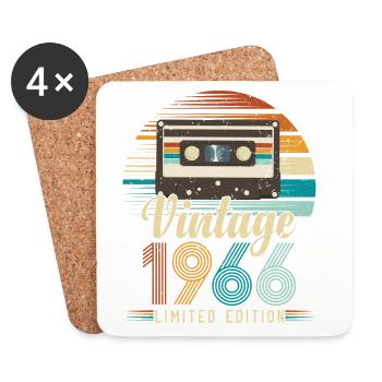 60 Year Anniversary 1966 Birthday Gift - Coasters (set of 4) - white - Front