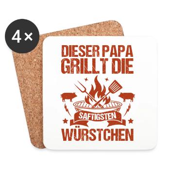 Barbecue, fête des pères, papa - Dessous de verre (lot de 4) - blanc - Devant