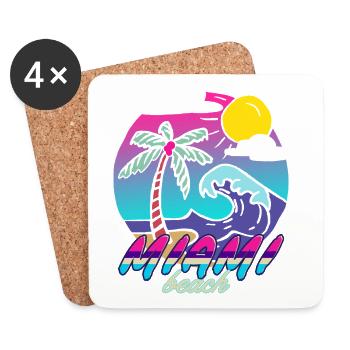 Miami Beach Palm Wave - Dessous de verre (lot de 4) - blanc - Devant