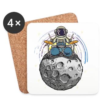 Batteur de l’espace sur la Lune - Dessous de verre (lot de 4) - blanc - Devant