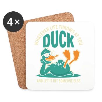 Duck Ausweichen – Andere Treffen Lassen - Untersetzer (4er-Set) - Weiß - Vorne