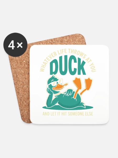 Duck Ausweichen – Andere Treffen Lassen - Untersetzer (4er-Set) - Weiß