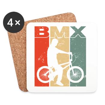 Vintage BMX Bike Freestyle Fahrer Bike Geschenk - Untersetzer (4er-Set) - Weiß - Vorne