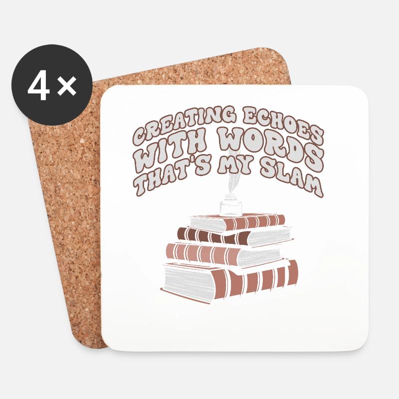 Échos à travers les mots Slam Stack - Dessous de verre (lot de 4) - blanc