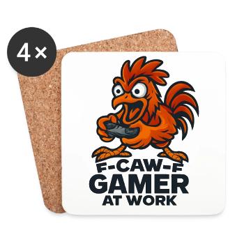 F-Caw-F Gamer At Work Gaming Rooster Humor Funny - Coasters (set of 4) - white - Front