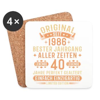 40. Geburtstag 1986 Jahrgang Legende Geschenk - Untersetzer (4er-Set) - Weiß - Vorne