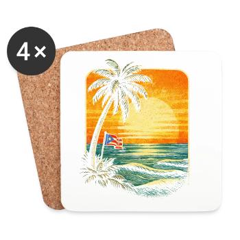 Porto Rico Boricua - Dessous de verre (lot de 4) - blanc - Devant