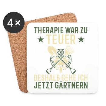 Gardener Therapy Funny Saying Garden Gift - Coasters (set of 4) - white - Front