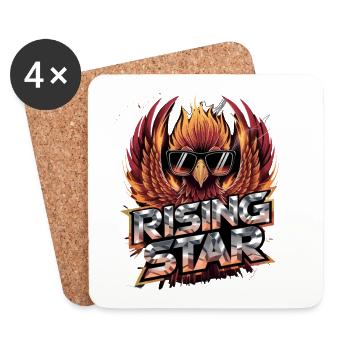 Rising Star Phoenix With Sunglasses Fire Bird - Coasters (set of 4) - white - Front