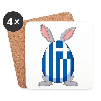 Kleiner Tsourekaki-griechischer Oster-Pascha-Hase - Untersetzer (4er-Set) - Weiß - Vorne