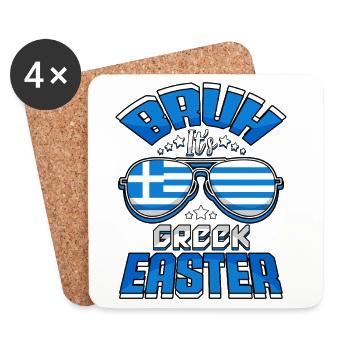 Orthodoxes Ostern Bruh Es ist griechisches Ostern - Untersetzer (4er-Set) - Weiß - Vorne