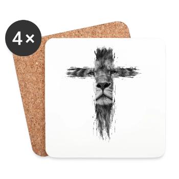 Lion of the tribe of Judah Jesus worship faith Christian - Coasters (set of 4) - white - Front