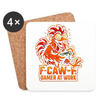 F-Caw-F Gamer At Work Gaming Rooster Humor Funny - Coasters (set of 4) - white - Front