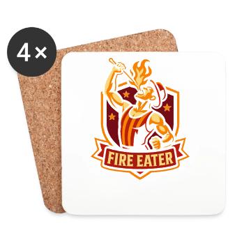 Circus Fire Eater Funny Children's Circus - Coasters (set of 4) - white - Front