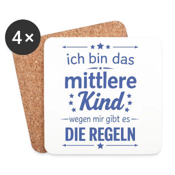 Lustiger Spruch mittleres Kind Familientreiben - Untersetzer (4er-Set) - Weiß - Vorne