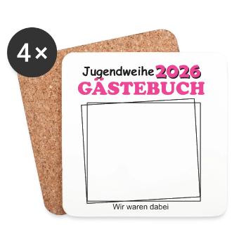 Jugendweihe 2026 Gästebuch für Jugendliche Mädchen - Untersetzer (4er-Set) - Weiß - Vorne