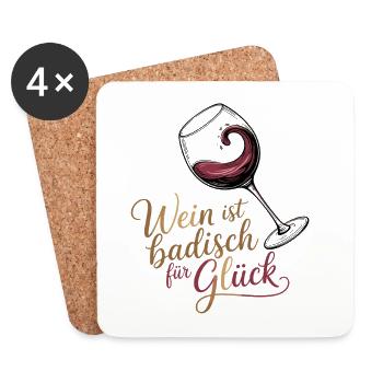 Le vin, c’est Bade pour le bonheur, le vin de Bade dit. - Dessous de verre (lot de 4) - blanc - Devant