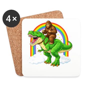 Bigfoot Reitet T-Rex Dinosaurier Regenbogen - Untersetzer (4er-Set) - Weiß - Vorne