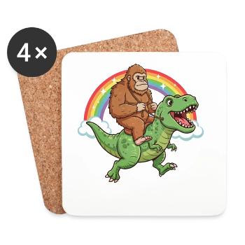 Bigfoot Reitet T-Rex Dinosaurier Regenbogen - Untersetzer (4er-Set) - Weiß - Vorne