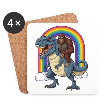 Bigfoot Reitet T-Rex Dinosaurier Regenbogen - Untersetzer (4er-Set) - Weiß - Vorne