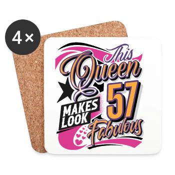 57. Geburtstag Queen - Untersetzer (4er-Set) - Weiß - Vorne