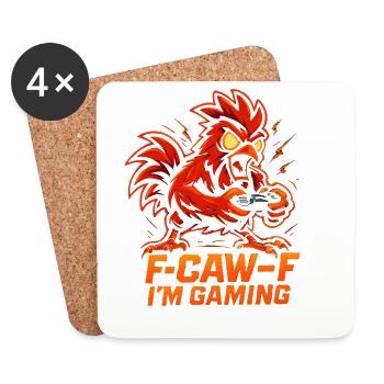 F-Caw-F I'm Gaming Hahn Humor Lustig - Untersetzer (4er-Set) - Weiß - Vorne