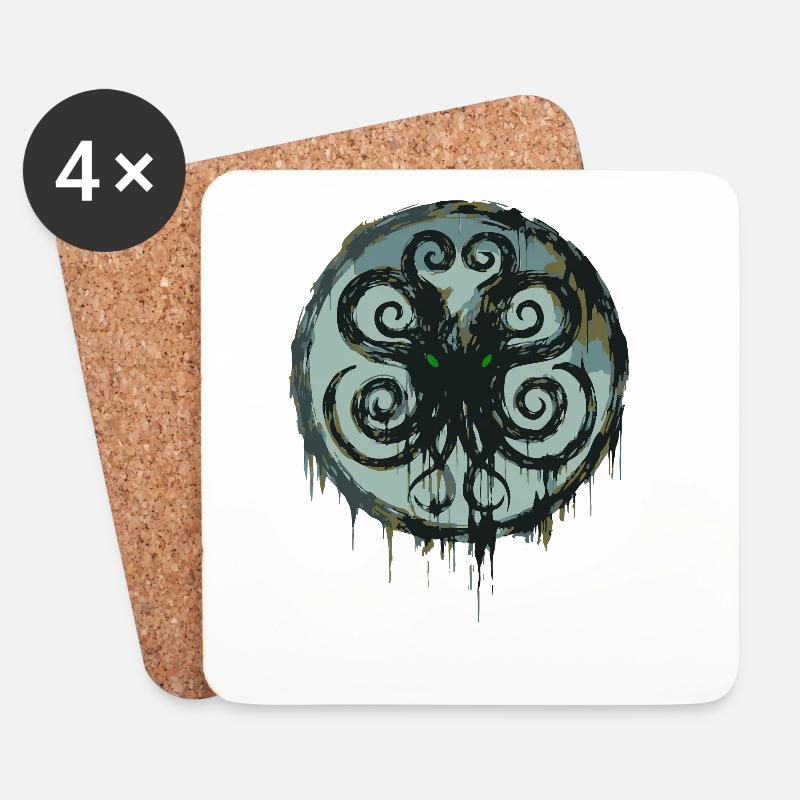 Cthulhu-Symbol Lovecraft Kosmischer Horror - Untersetzer (4er-Set) - Weiß