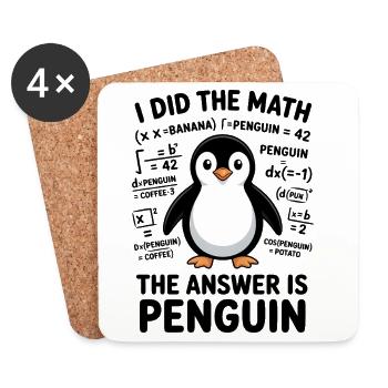 Mathe Sprüche Pinguin Lustiges Mathe Geschenk - Untersetzer (4er-Set) - Weiß - Vorne
