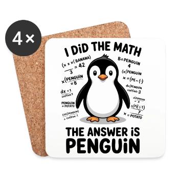 Mathe Sprüche Pinguin Lustiges Mathe Geschenk  - Untersetzer (4er-Set) - Weiß - Vorne