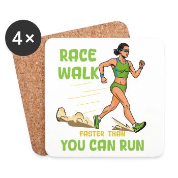 Marche (Compétition) : Plus rapide que tu ne peux courir ! - Dessous de verre (lot de 4) - blanc - Devant