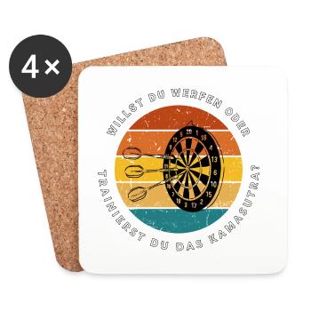Retro-Sonnenuntergang Darts - Untersetzer (4er-Set) - Weiß - Vorne