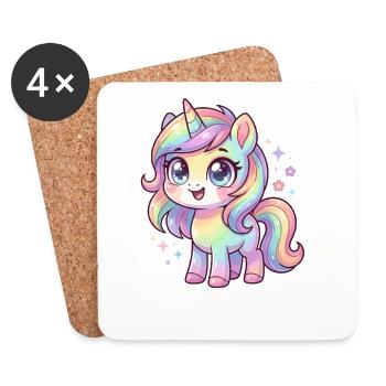 Pastel Rain Unicorn Chibi - Coasters (set of 4) - white - Front