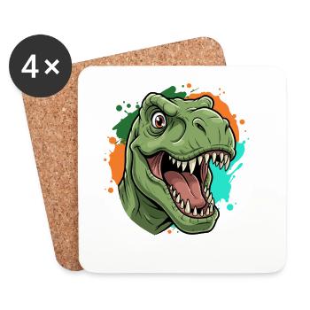 Impression néon T-Rex Paint Splash - Dessous de verre (lot de 4) - blanc - Devant