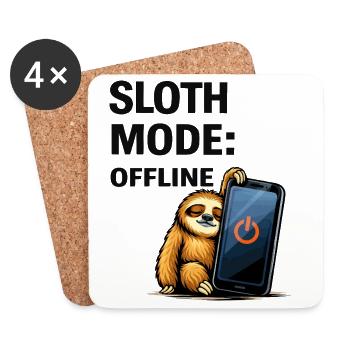 Sloth Mode Offline - Coasters (set of 4) - white - Front