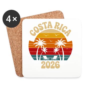 Costa Rica 2026 Retro Sunset Logo - Dessous de verre (lot de 4) - blanc - Devant