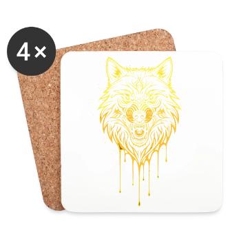 Wolf Kopf Gold Edition - Untersetzer (4er-Set) - Weiß - Vorne