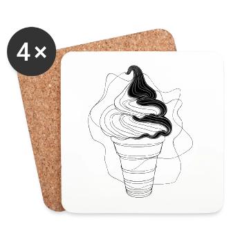 Eiswaffel Skizze - Coasters (set of 4) - white - Front