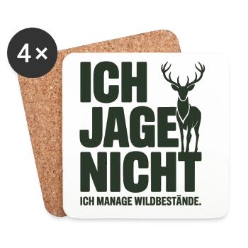 Jäger Spruch T-Shirt – Ich Manage Wildbestände - Untersetzer (4er-Set) - Weiß - Vorne