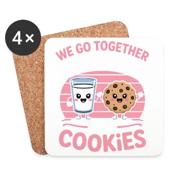 Milk and Cookies Best Friends Kawaii Design - Dessous de verre (lot de 4) - blanc - Devant