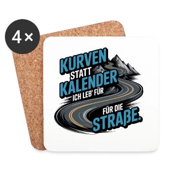  Kurven Statt Kalender Ich Leb Für Die Straße - Untersetzer (4er-Set) - Weiß - Vorne