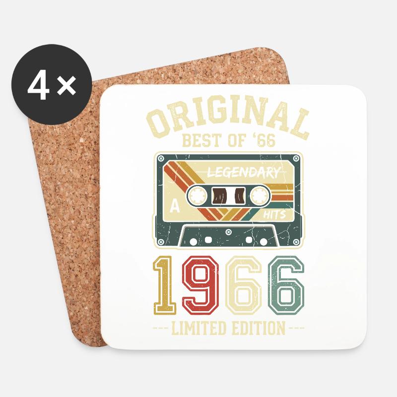 Originales Retro-Kassettenband von 1966, 60. Geburtstag - Untersetzer (4er-Set) - Weiß