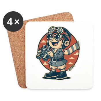 Aviator Scout mit Fernglas - Untersetzer (4er-Set) - Weiß - Vorne