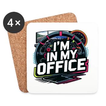 Je suis dans mon bureau - Dessous de verre (lot de 4) - blanc - Devant