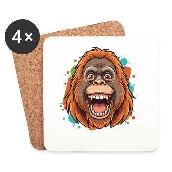 Humor Orang-outan Rieur - Dessous de verre (lot de 4) - blanc - Devant