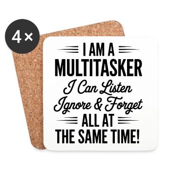 Multitasker Sayings Sarcasm Office Humor Gift - Coasters (set of 4) - white - Front