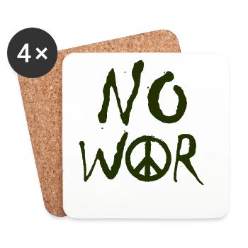NO WAR – Statement for peace against war - Coasters (set of 4) - white - Front