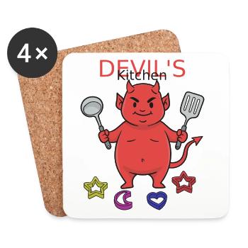 Devil's Kitchen Cooking Devil No.2 - Coasters (set of 4) - white - Front
