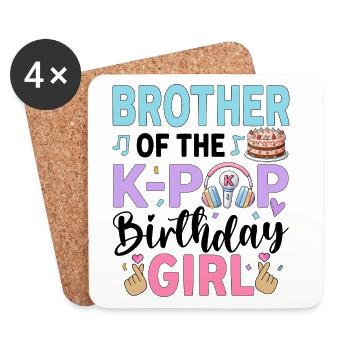Frère de la fille d’anniversaire de la K-Pop - Dessous de verre (lot de 4) - blanc - Devant